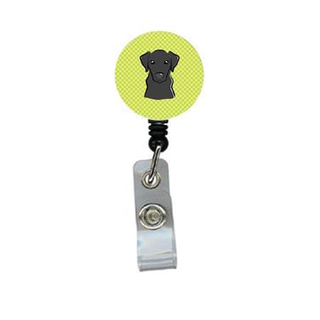 Teacher&Aposs Aid Checkerboard Lime Green Black Labrador Retractable Badge Reel TE2924938